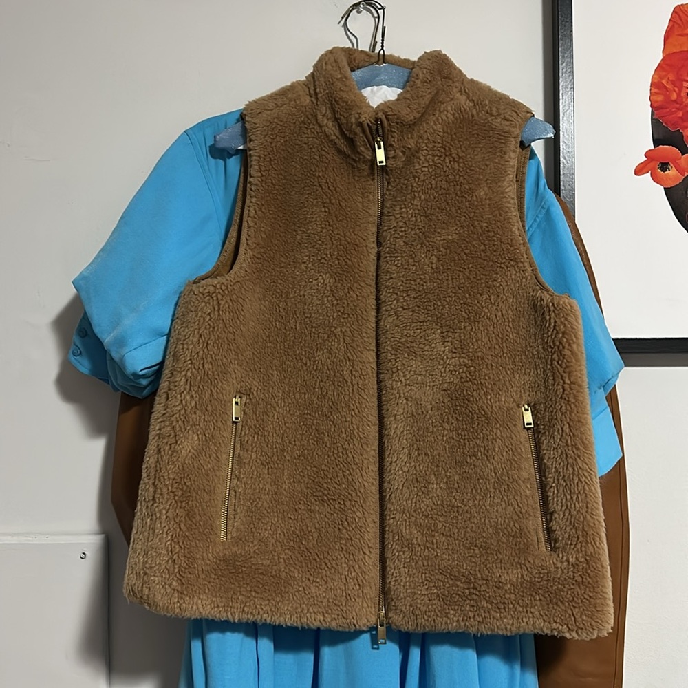 J. Crew Tan Fleece Vest